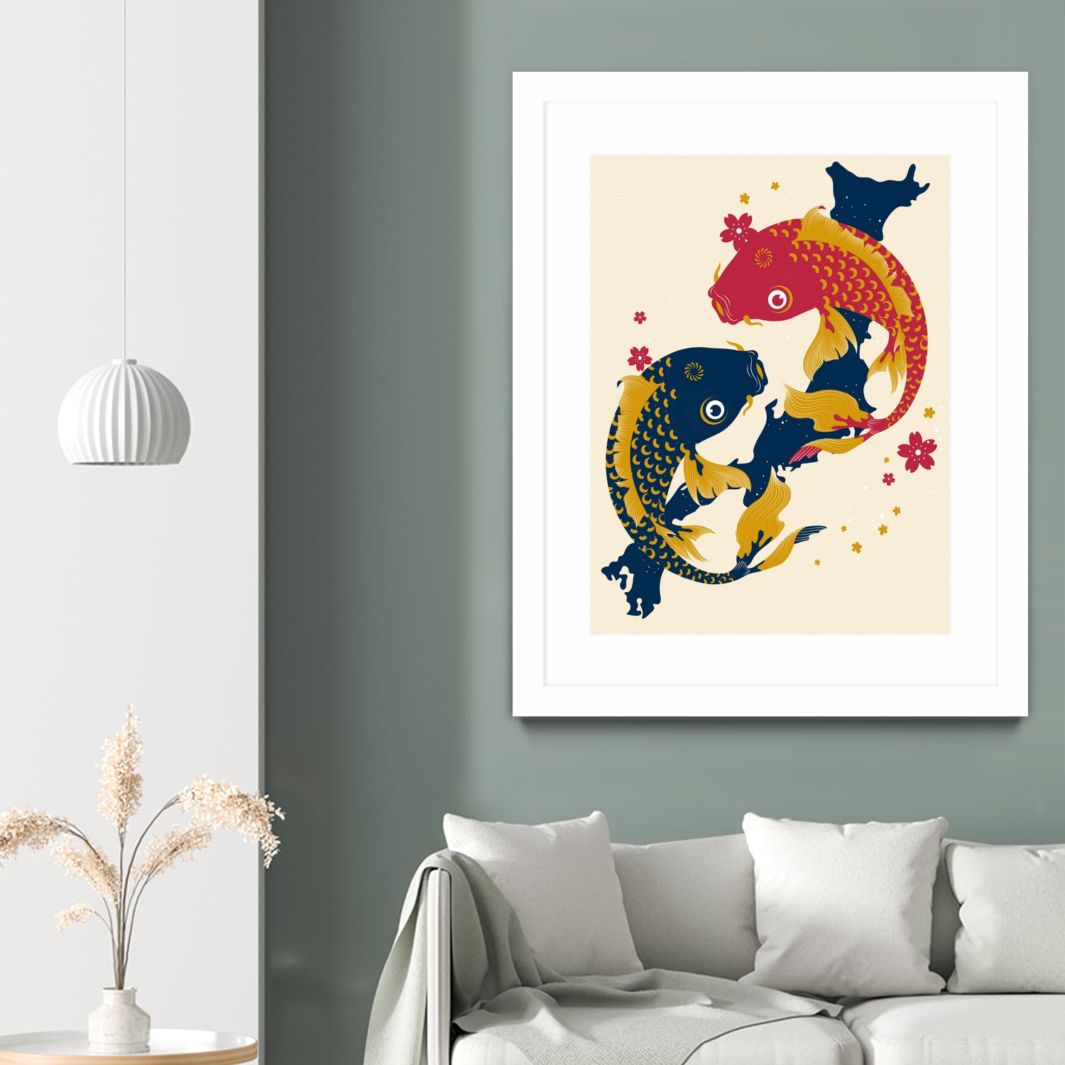 Koi Fish Japan Red Blue Illustrations by Edo Agus Setiawan on GIANT ART - yellow photo illustration