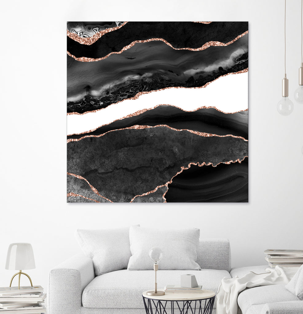 Black & Rose Gold Agate Texture 08 by Isabel Muñoz on GIANT ART - black digital painting