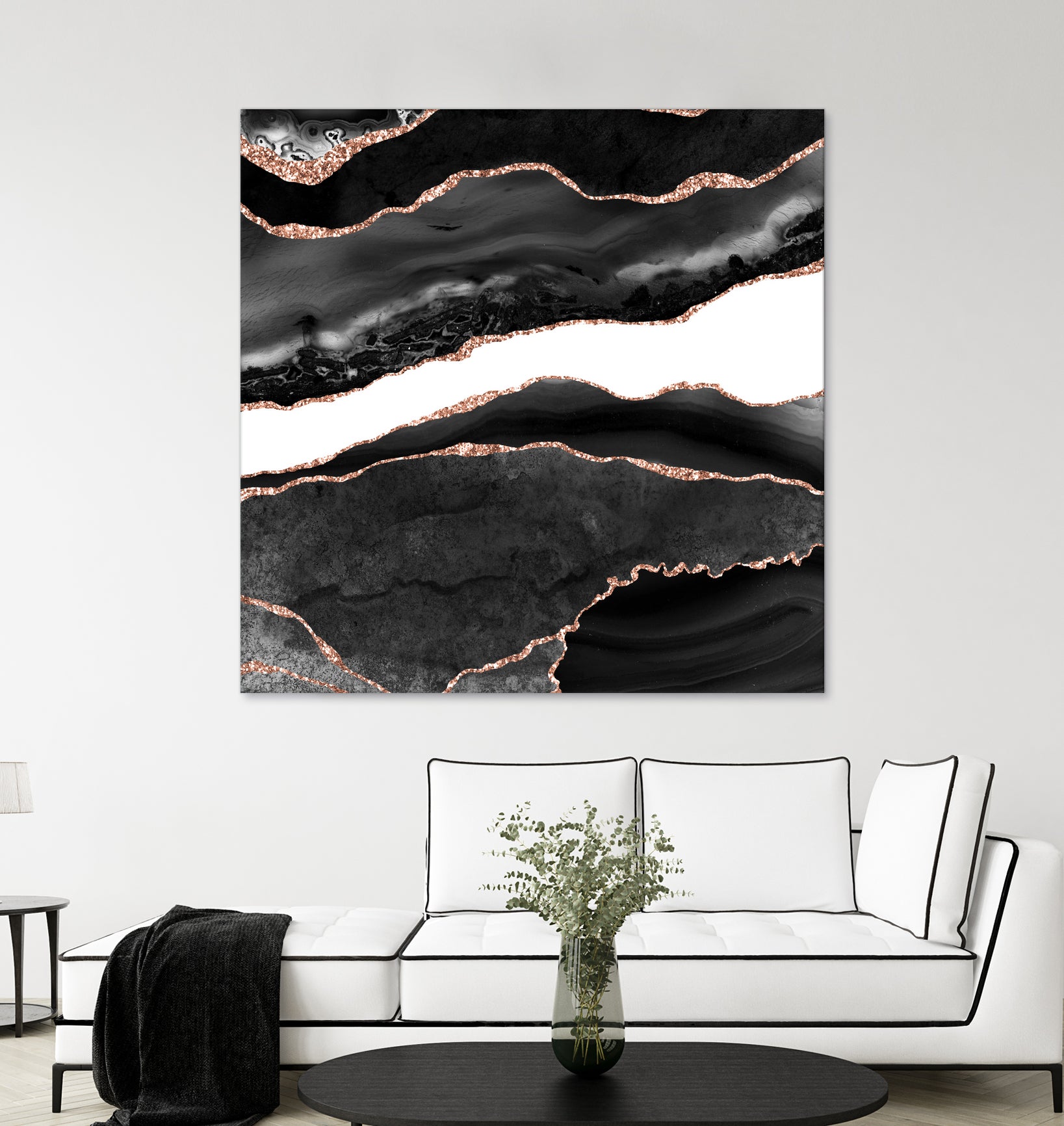 Black & Rose Gold Agate Texture 08 by Isabel Muñoz on GIANT ART - black digital painting