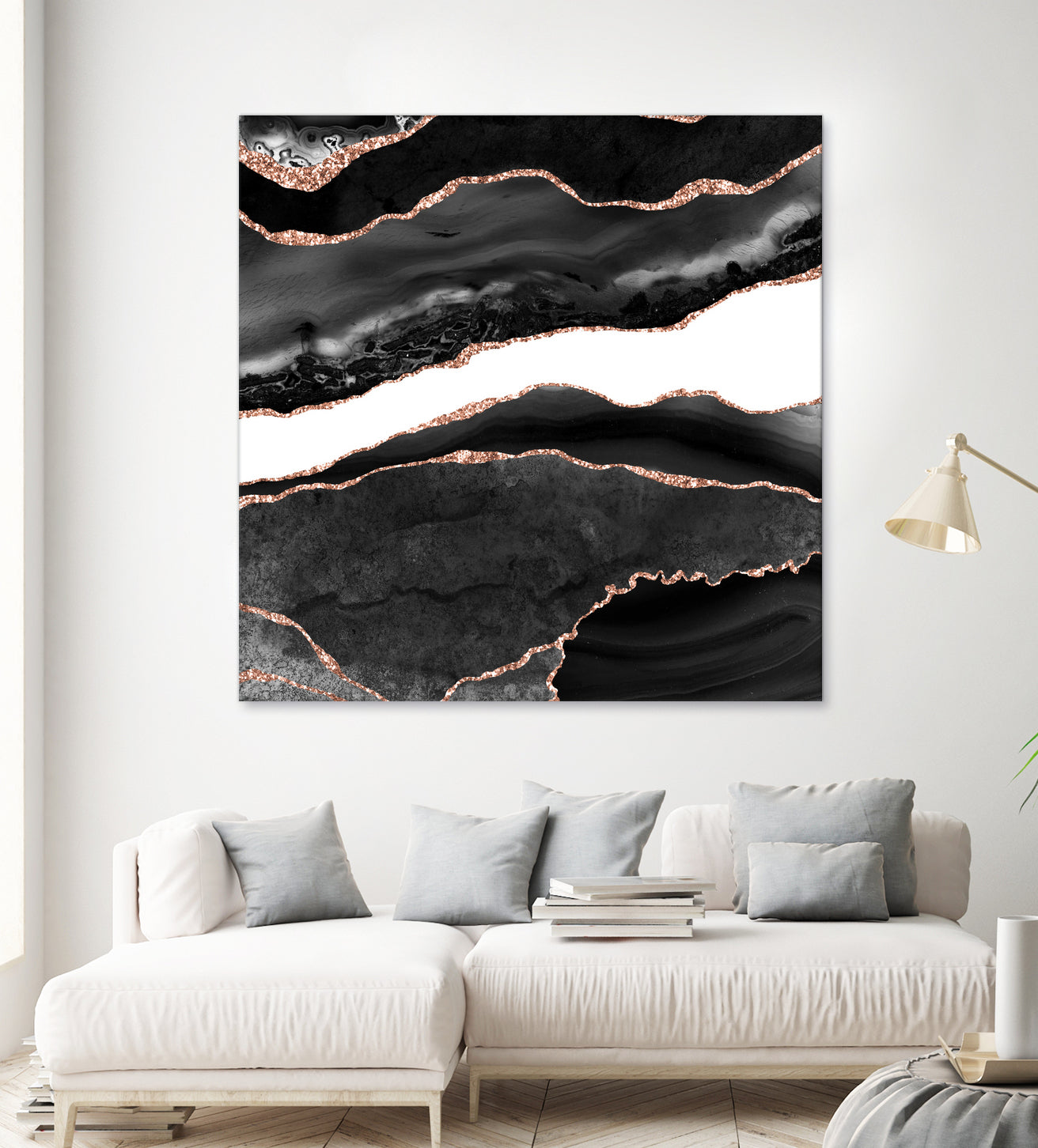 Black & Rose Gold Agate Texture 08 by Isabel Muñoz on GIANT ART - black digital painting