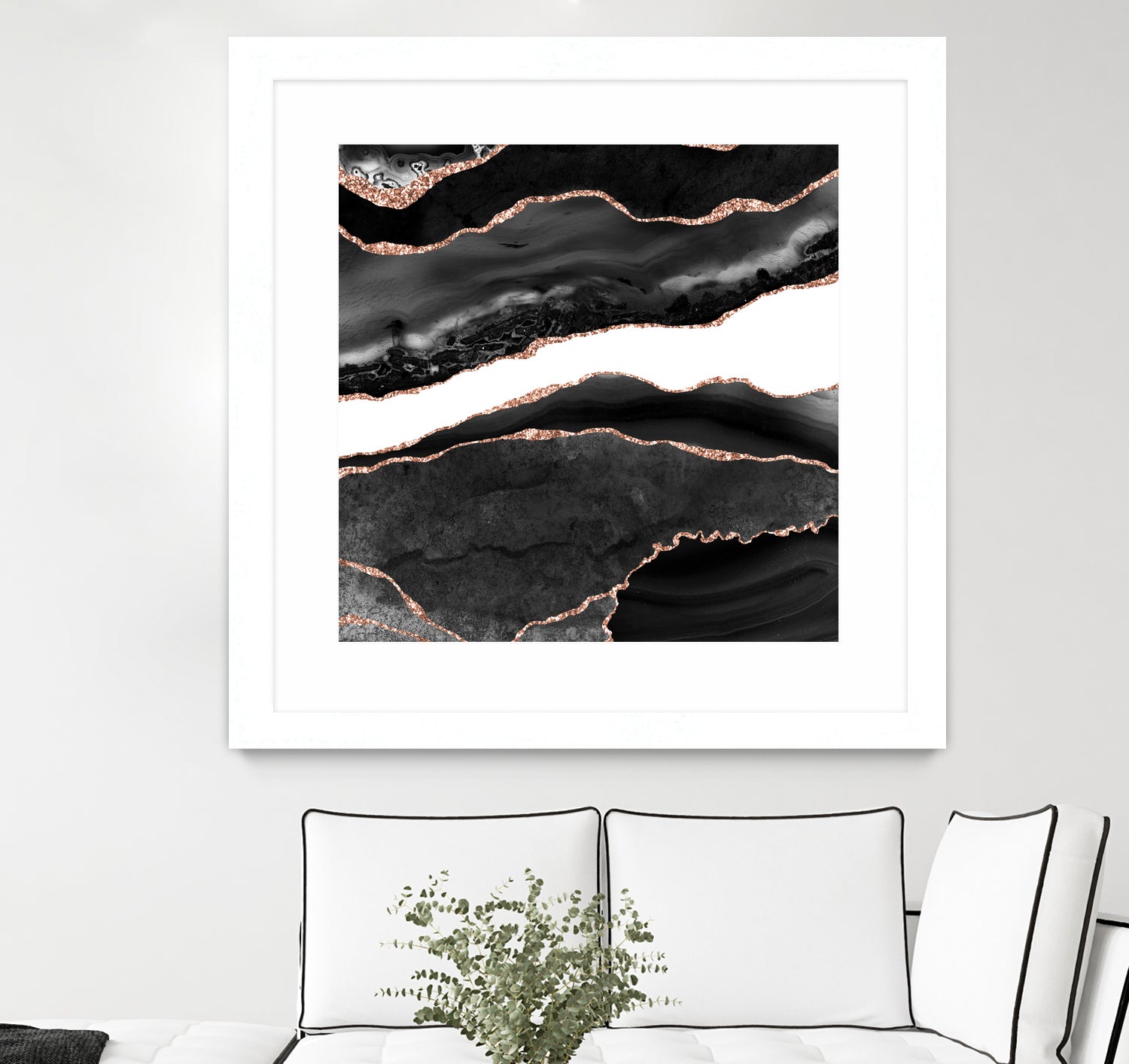 Black & Rose Gold Agate Texture 08 by Isabel Muñoz on GIANT ART - black digital painting