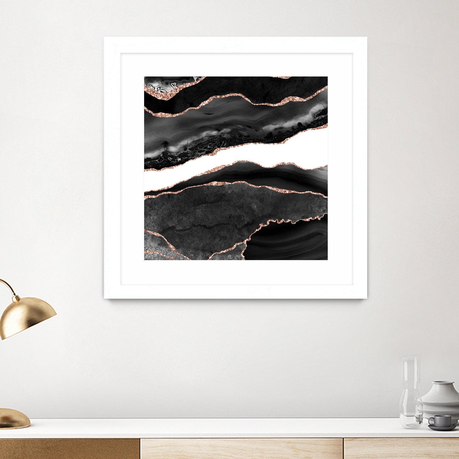 Black & Rose Gold Agate Texture 08 by Isabel Muñoz on GIANT ART - black digital painting