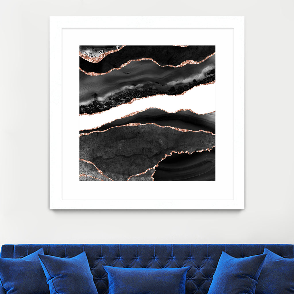 Black & Rose Gold Agate Texture 08 by Isabel Muñoz on GIANT ART - black digital painting