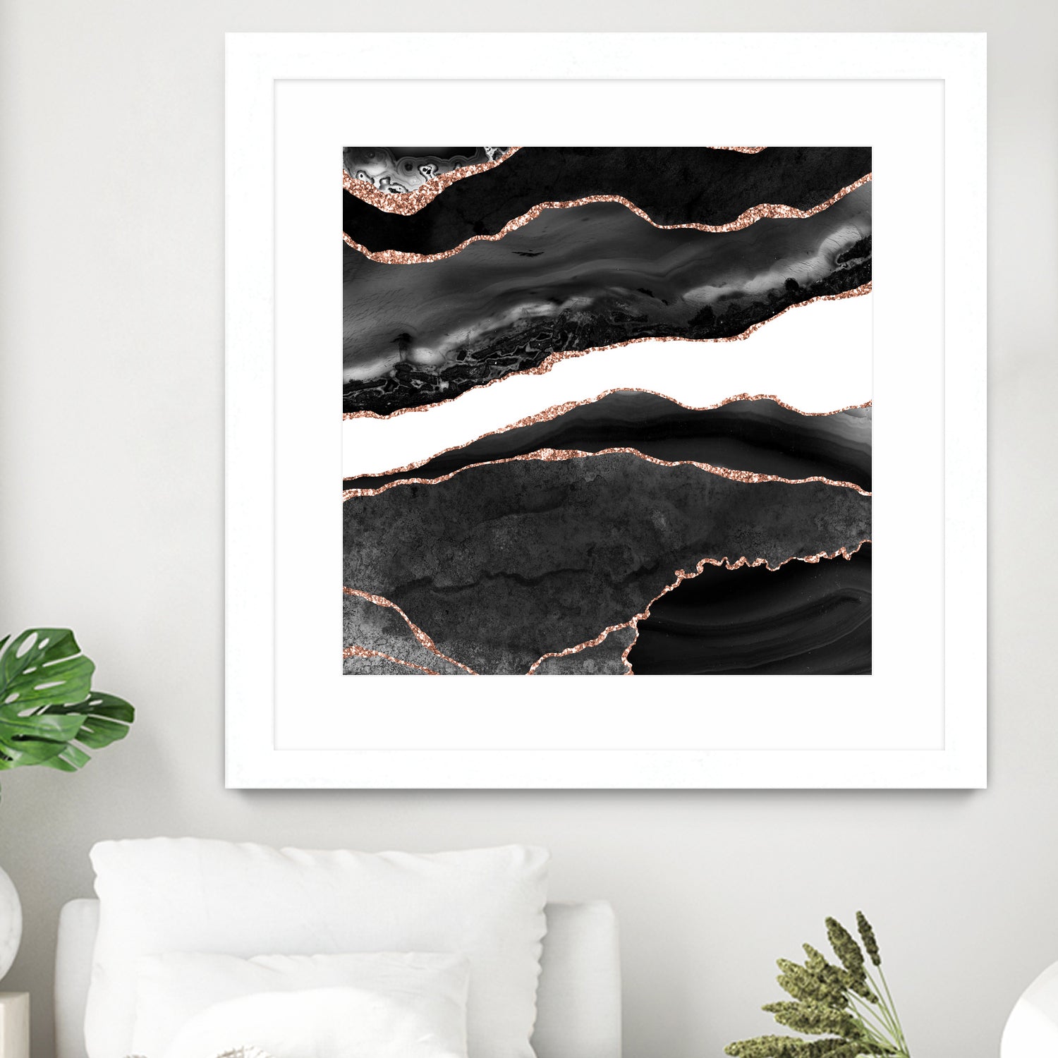 Black & Rose Gold Agate Texture 08 by Isabel Muñoz on GIANT ART - black digital painting