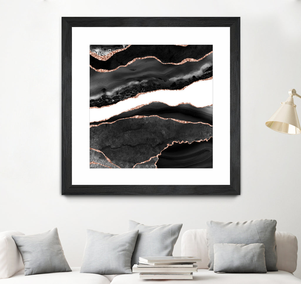 Black & Rose Gold Agate Texture 08 by Isabel Muñoz on GIANT ART - black digital painting