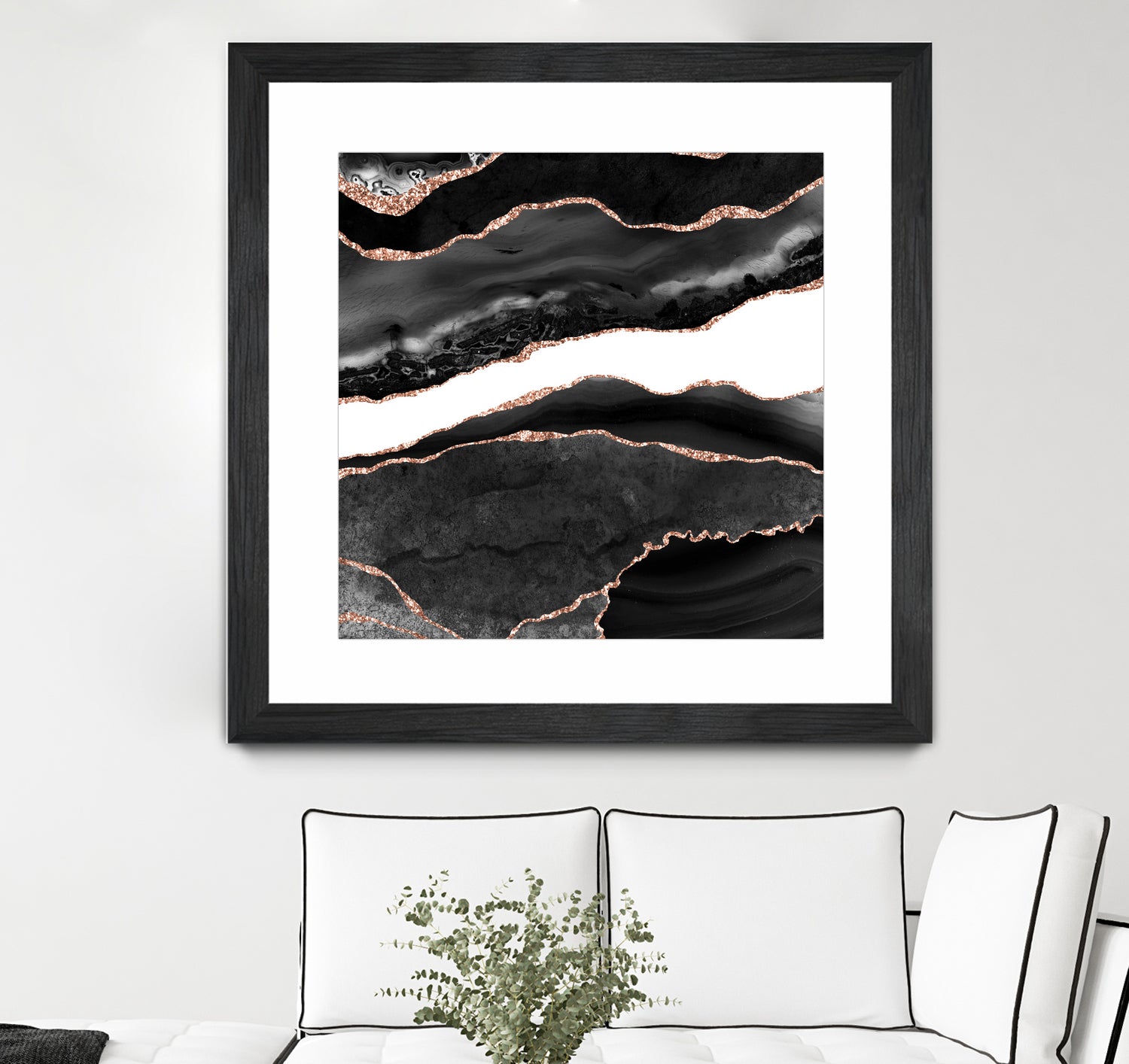 Black & Rose Gold Agate Texture 08 by Isabel Muñoz on GIANT ART - black digital painting