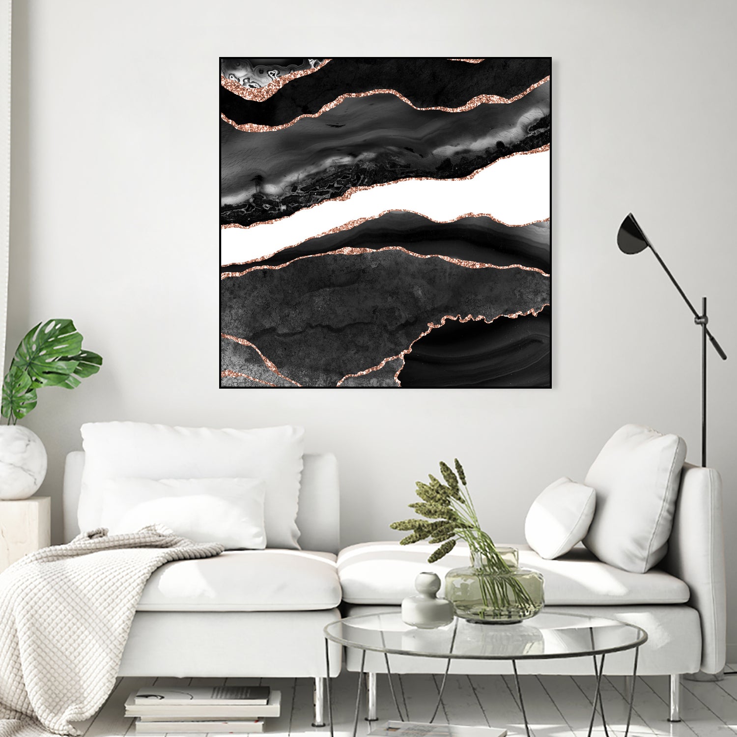 Black & Rose Gold Agate Texture 08 by Isabel Muñoz on GIANT ART - black digital painting