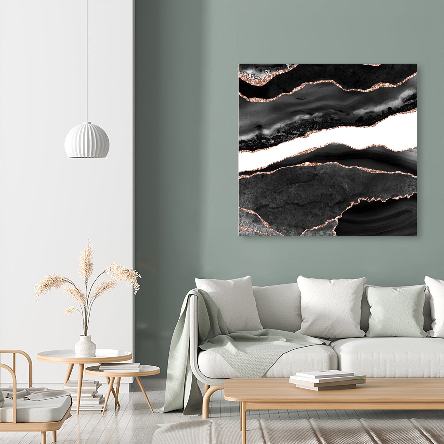 Black & Rose Gold Agate Texture 08 by Isabel Muñoz on GIANT ART - black digital painting