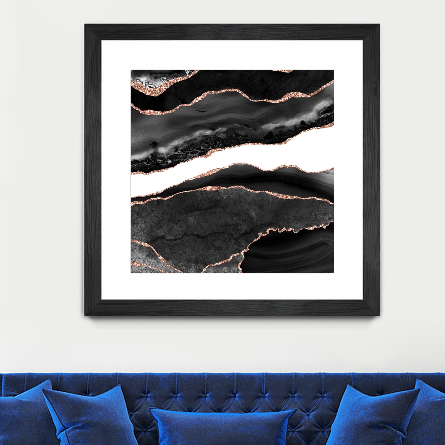 Black & Rose Gold Agate Texture 08 by Isabel Muñoz on GIANT ART - black digital painting