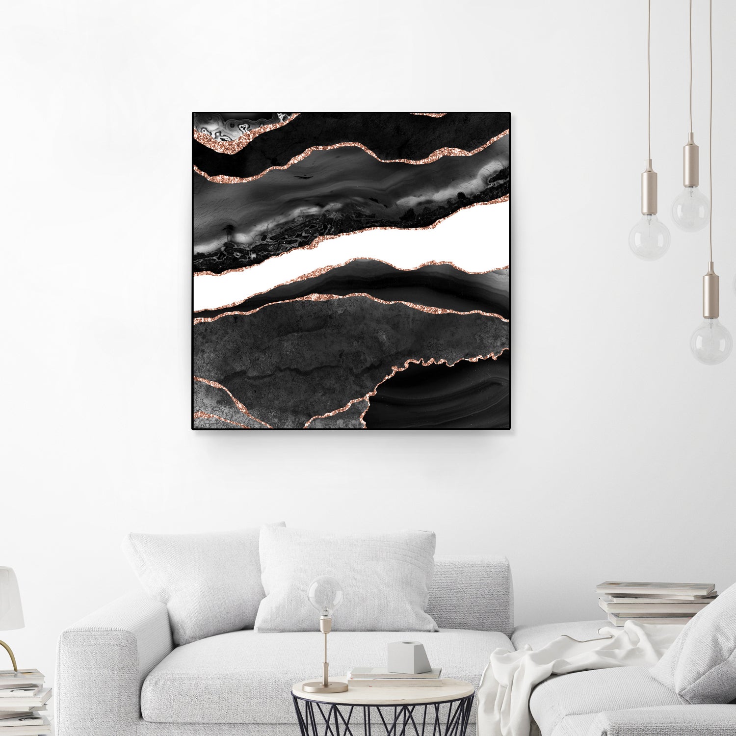 Black & Rose Gold Agate Texture 08 by Isabel Muñoz on GIANT ART - black digital painting