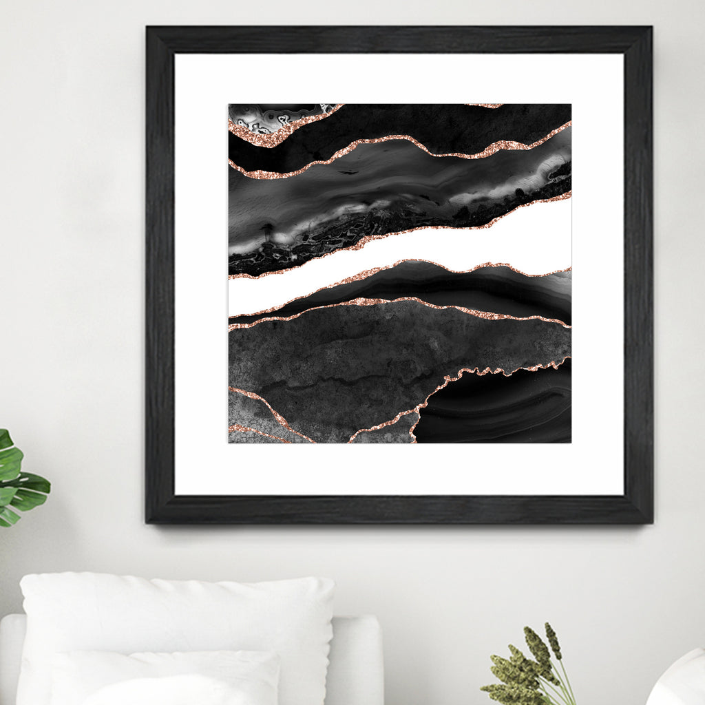 Black & Rose Gold Agate Texture 08 by Isabel Muñoz on GIANT ART - black digital painting