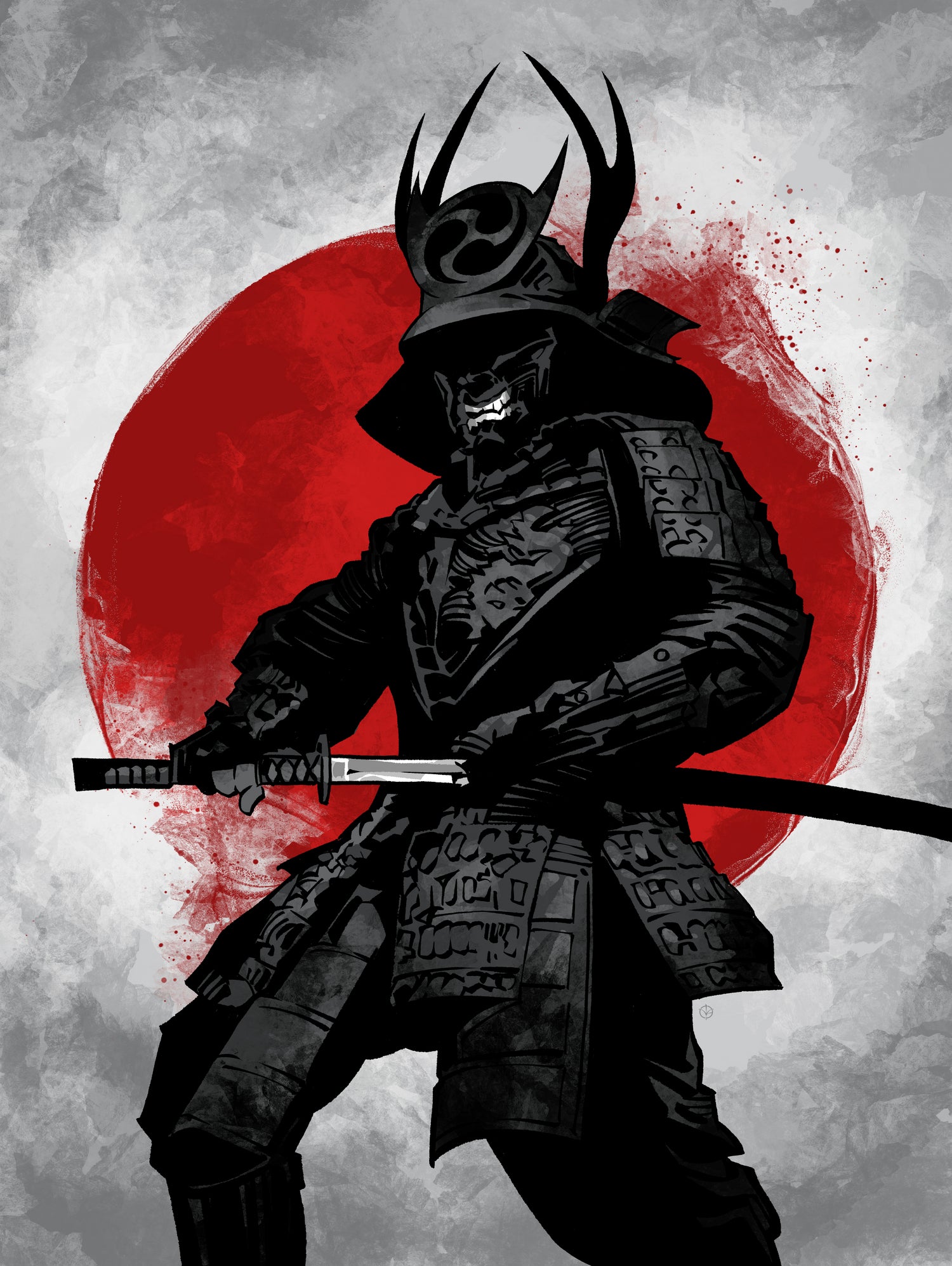 Samurai by Nikita Abakumov on GIANT ART - red digital painting