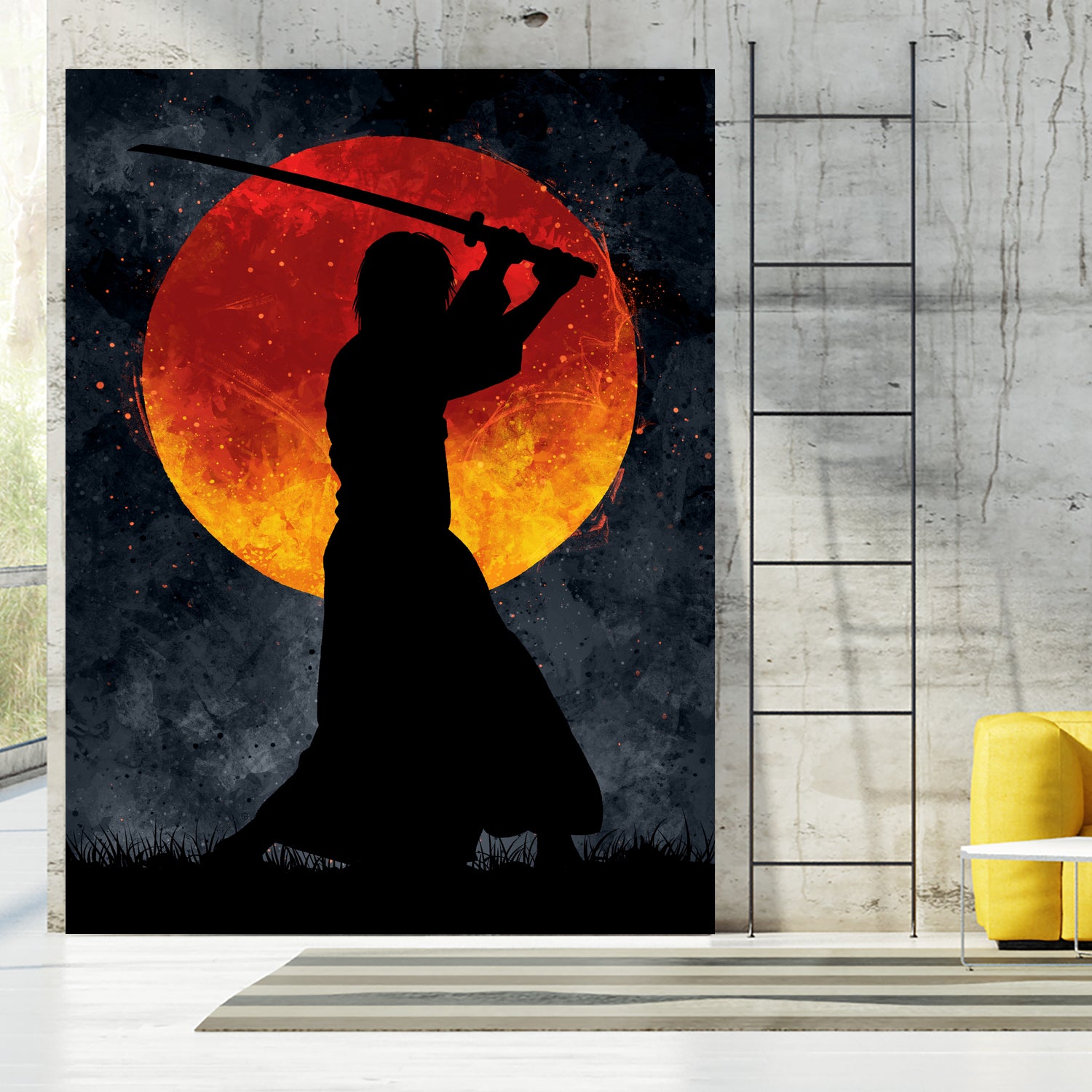 Sun Samurai Black by Nikita Abakumov on GIANT ART - black digital painting