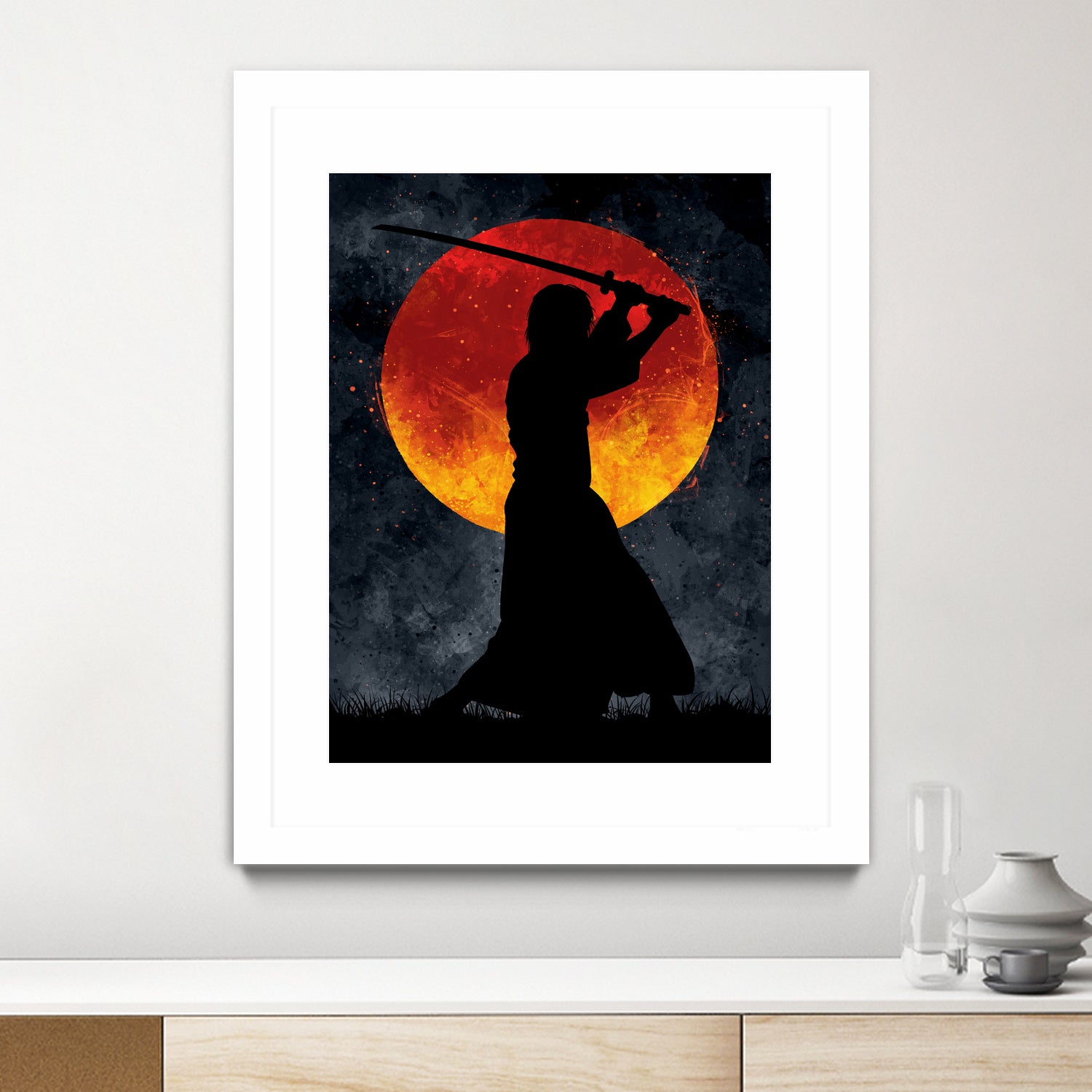 Sun Samurai Black by Nikita Abakumov on GIANT ART - black digital painting