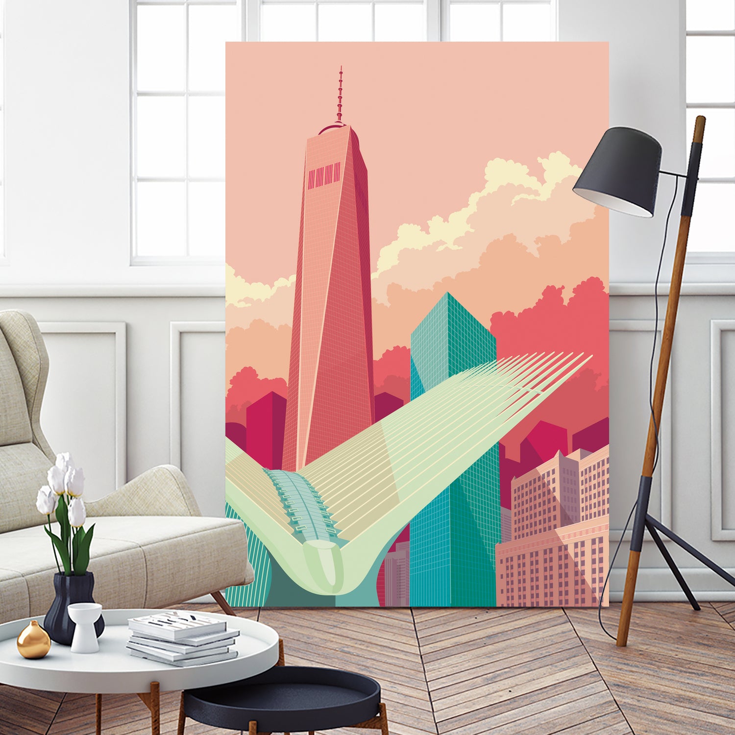 WTC NYC by Remko Heemskerk on GIANT ART - pink digital drawing