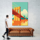 Brooklyn Bridge NYC by Remko Heemskerk on GIANT ART - orange digital drawing