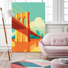 Brooklyn Bridge NYC by Remko Heemskerk on GIANT ART - orange digital drawing