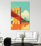 Brooklyn Bridge NYC by Remko Heemskerk on GIANT ART - orange digital drawing