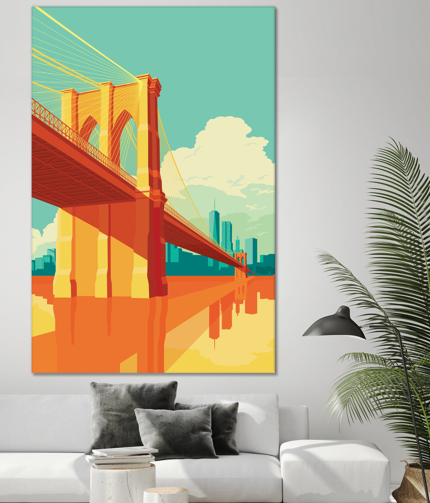 Brooklyn Bridge NYC by Remko Heemskerk on GIANT ART - orange digital drawing