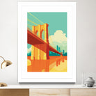 Brooklyn Bridge NYC by Remko Heemskerk on GIANT ART - orange digital drawing