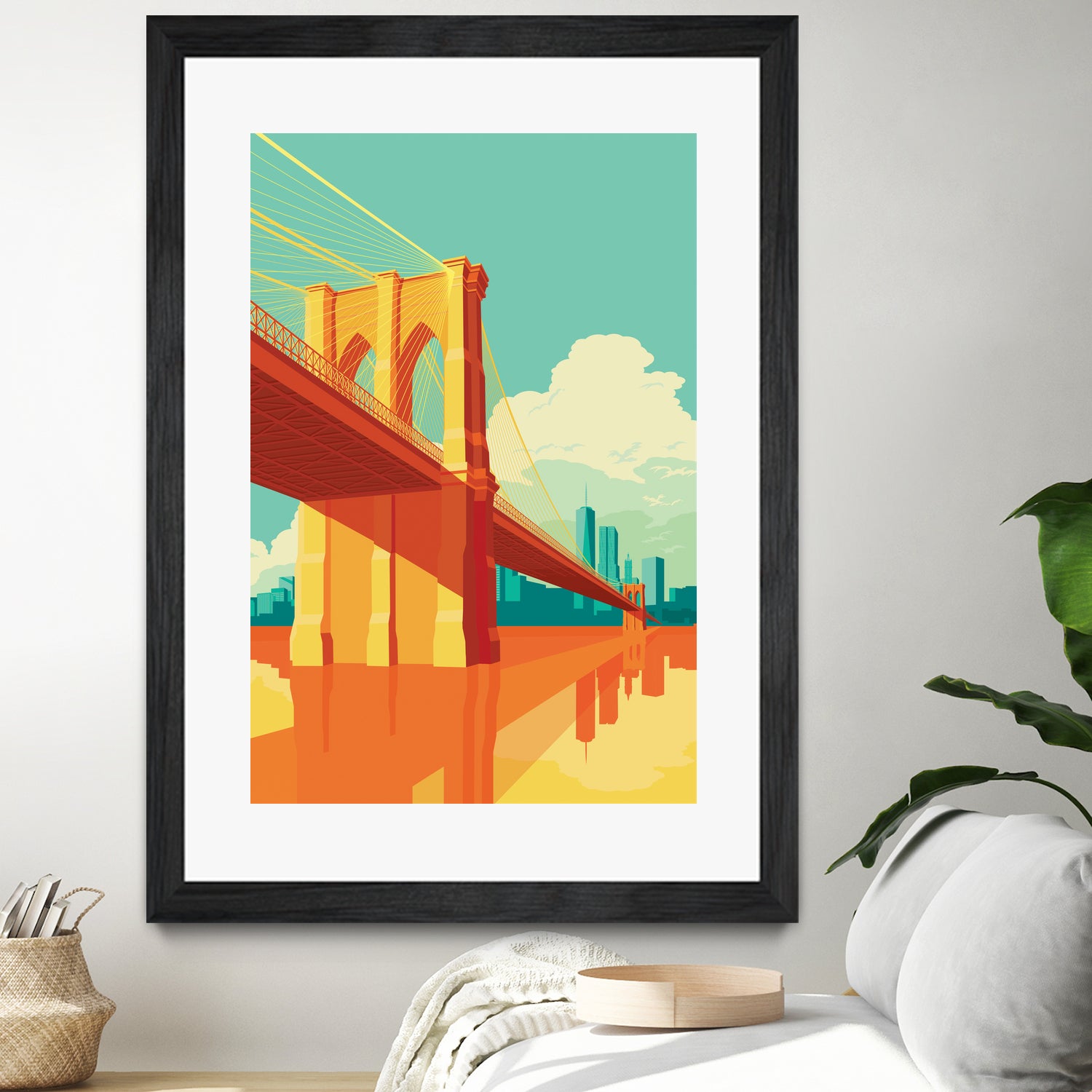 Brooklyn Bridge NYC by Remko Heemskerk on GIANT ART - orange digital drawing