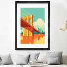 Brooklyn Bridge NYC by Remko Heemskerk on GIANT ART - orange digital drawing