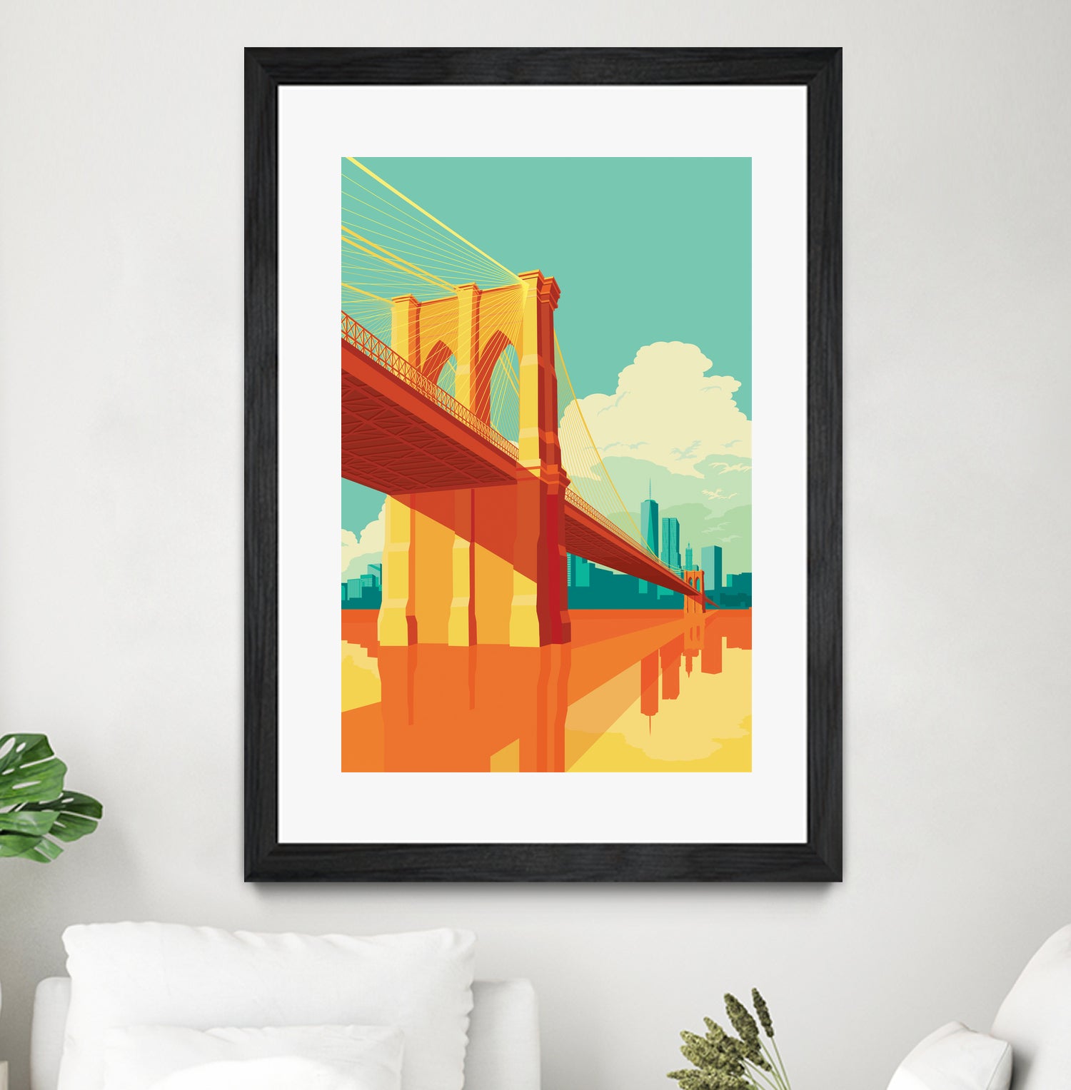 Brooklyn Bridge NYC by Remko Heemskerk on GIANT ART - orange digital drawing