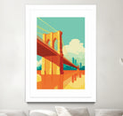 Brooklyn Bridge NYC by Remko Heemskerk on GIANT ART - orange digital drawing