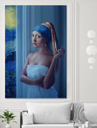 Starry Night Girl by Jonas Loose on GIANT ART - blue digital painting