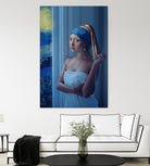 Starry Night Girl by Jonas Loose on GIANT ART - blue digital painting