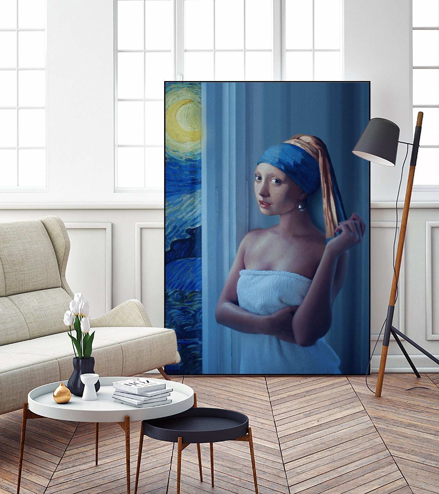 Starry Night Girl by Jonas Loose on GIANT ART - blue digital painting