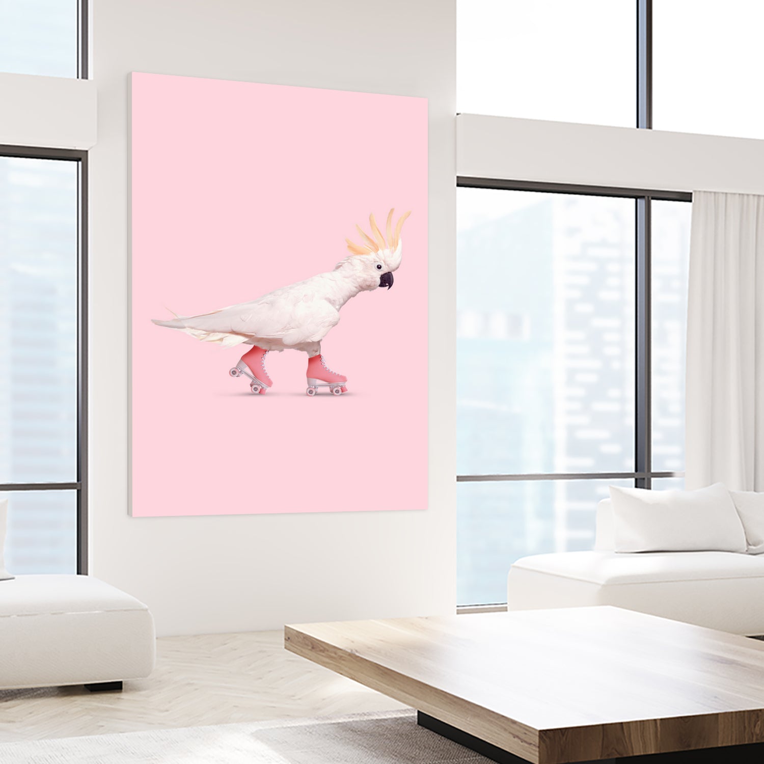 Rollerskating Cockatoo by Jonas Loose on GIANT ART - pink photo manipulation