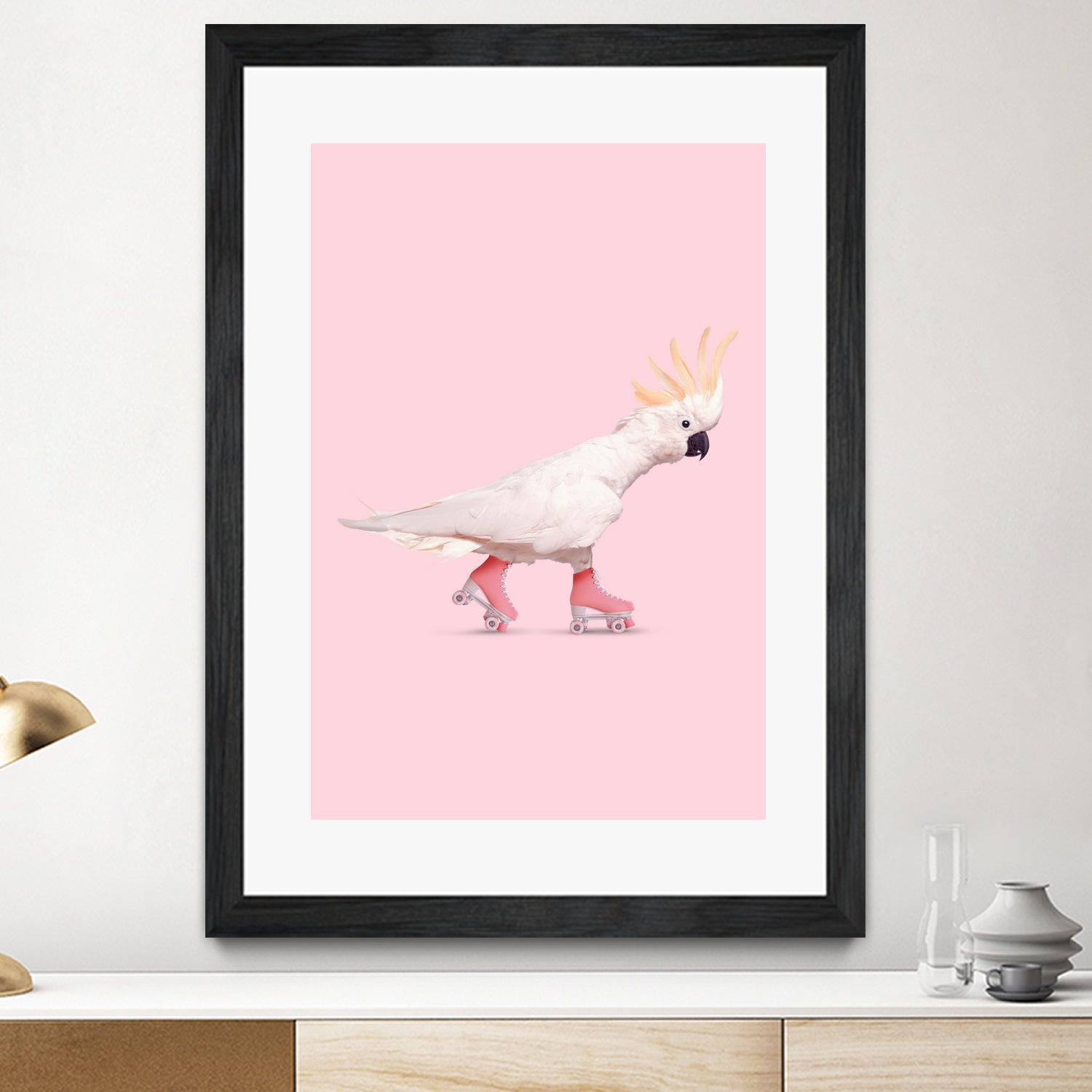 Rollerskating Cockatoo by Jonas Loose on GIANT ART - pink photo manipulation