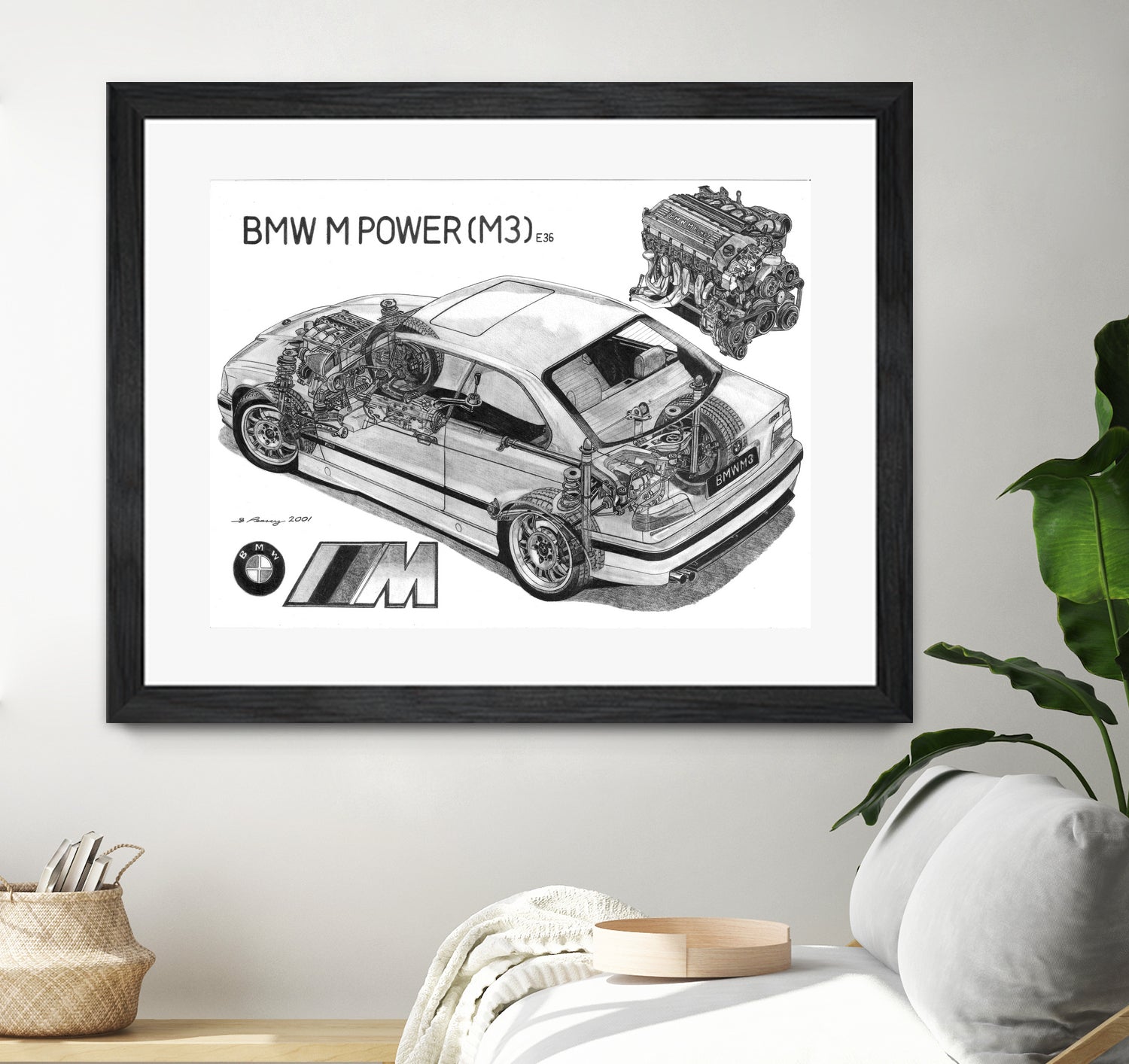 BMW M3 e36 CUTAWAY by steve pearcy on GIANT ART - white digital painting