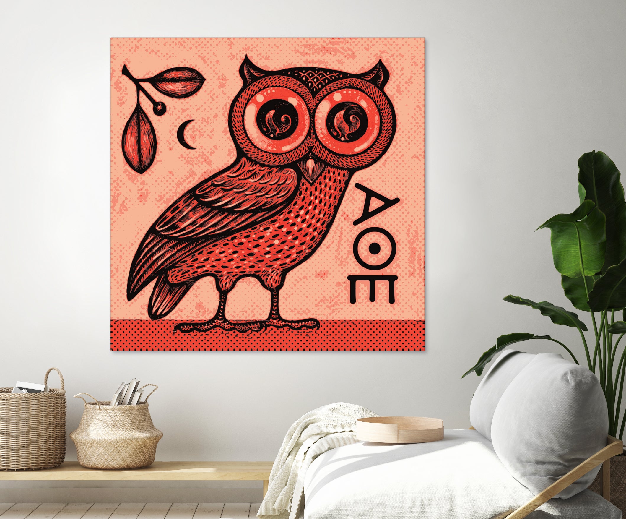 Athena's Owl by Scott Partridge on GIANT ART - red mixed media