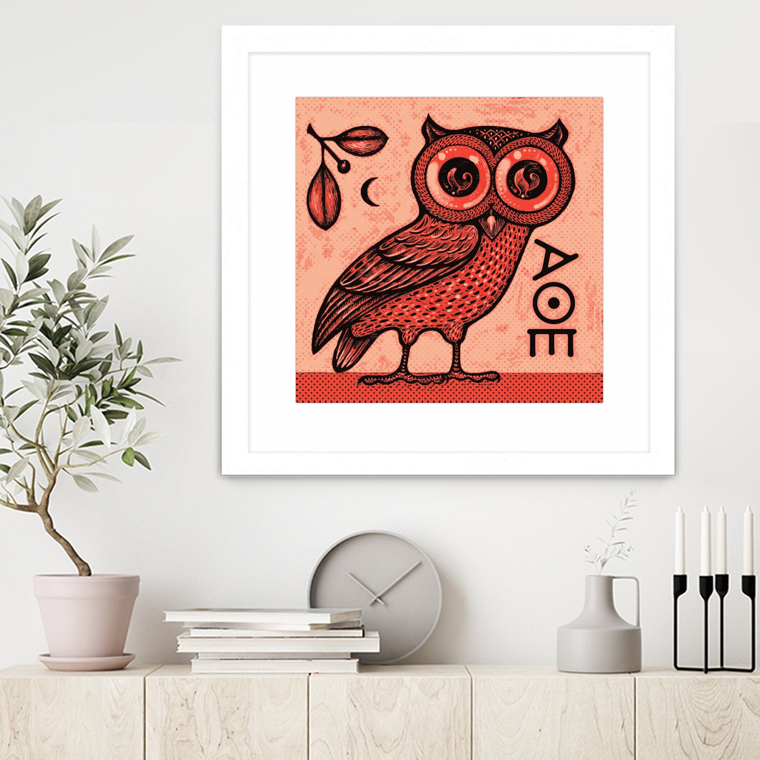 Athena's Owl by Scott Partridge on GIANT ART - red mixed media