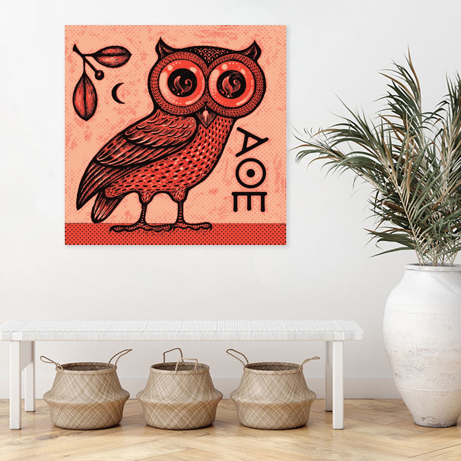 Athena's Owl by Scott Partridge on GIANT ART - red mixed media