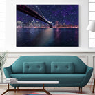 Spacey Manhattan Skyline by Susan Kline on GIANT ART - blue photo illustration