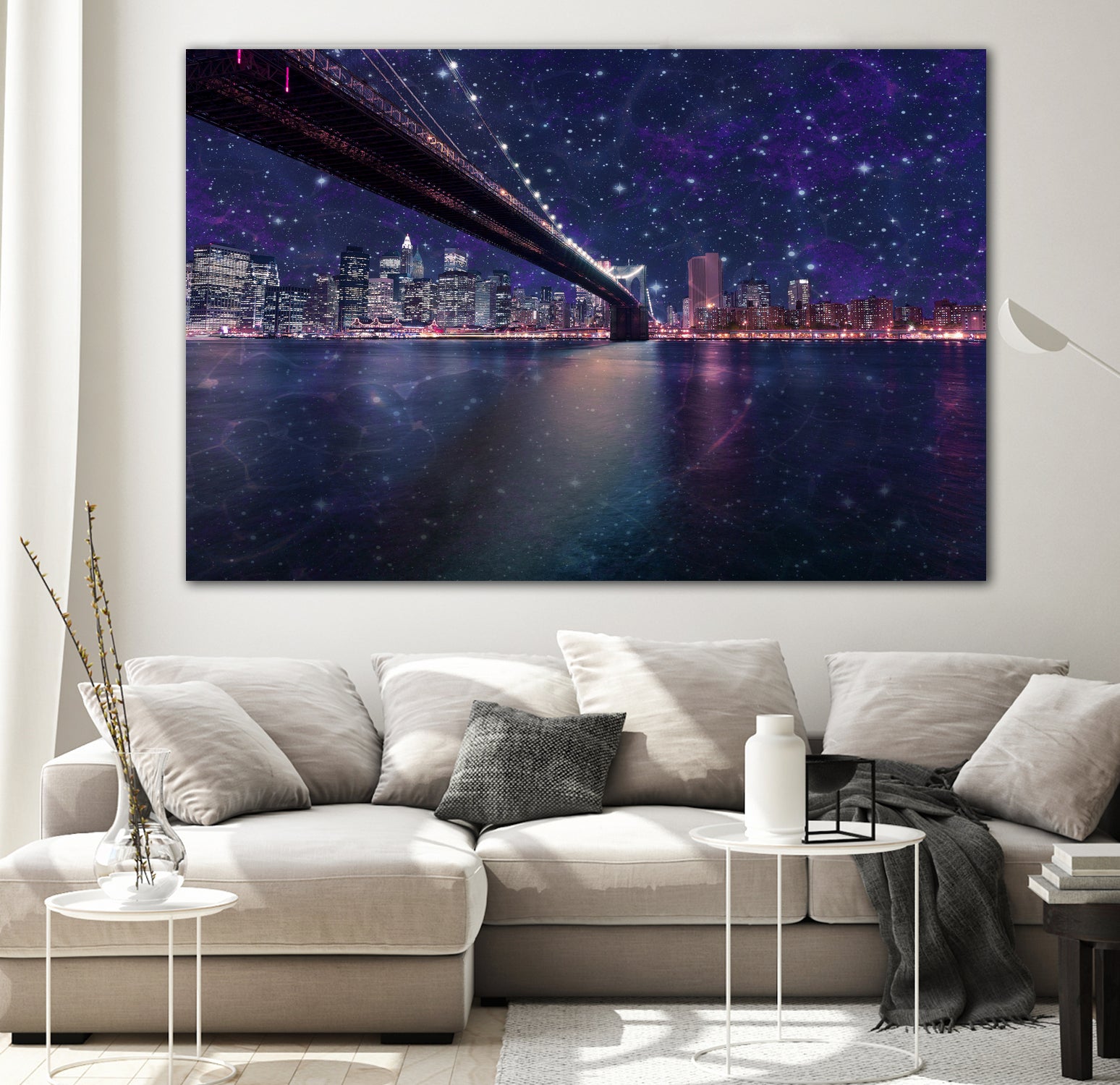 Spacey Manhattan Skyline by Susan Kline on GIANT ART - blue photo illustration