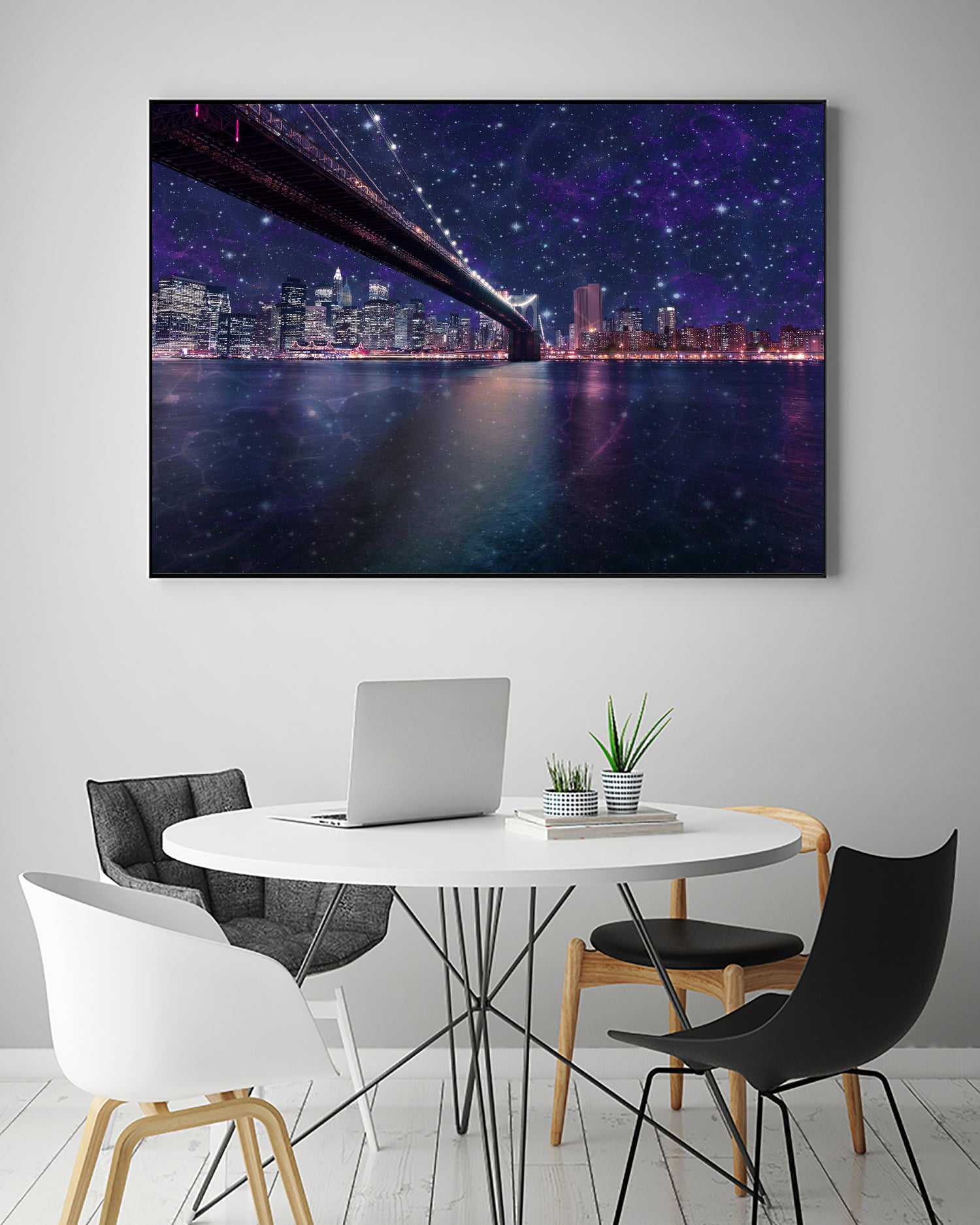 Spacey Manhattan Skyline by Susan Kline on GIANT ART - blue photo illustration