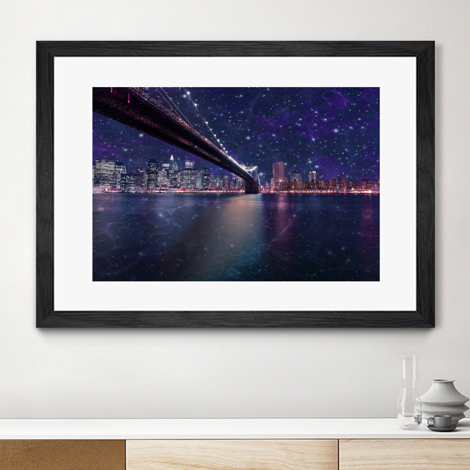 Spacey Manhattan Skyline by Susan Kline on GIANT ART - blue photo illustration