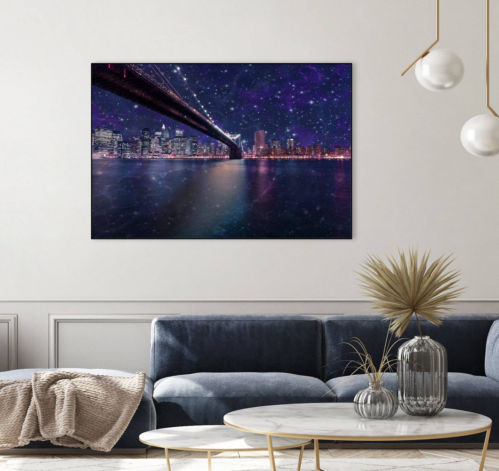 Spacey Manhattan Skyline by Susan Kline on GIANT ART - blue photo illustration