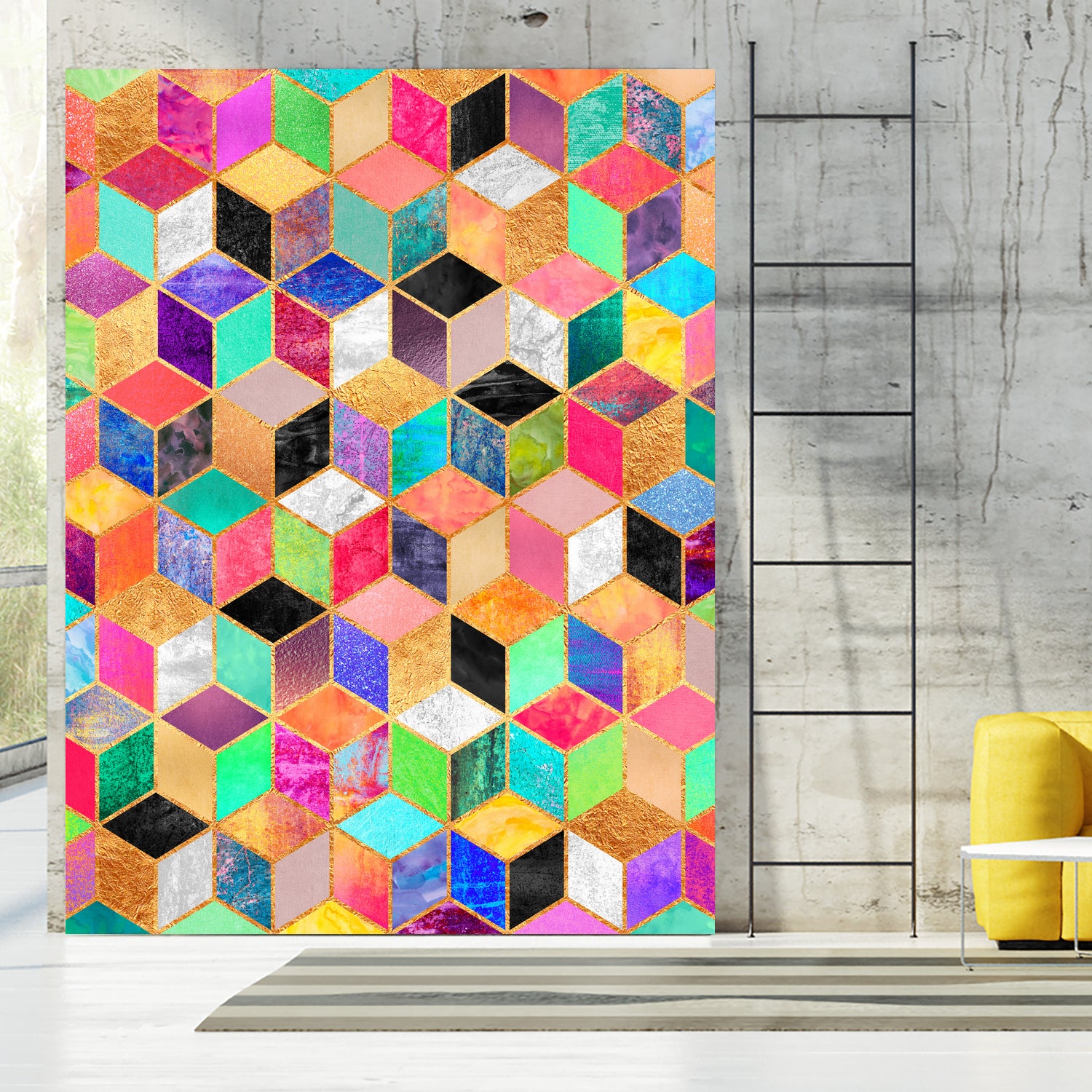 Colorful Cubes by Elisabeth Fredriksson on GIANT ART - pink digital painting