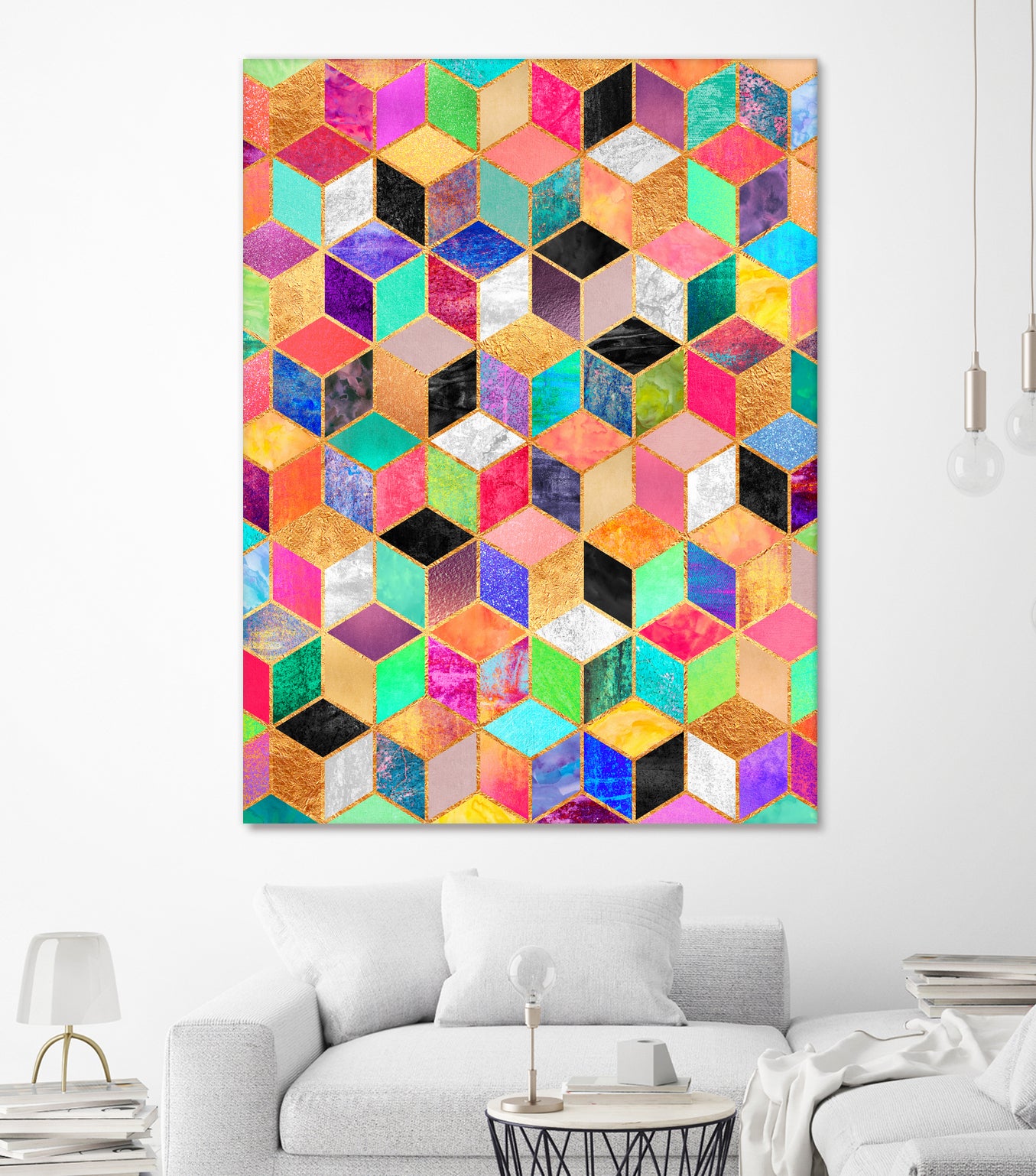 Colorful Cubes by Elisabeth Fredriksson on GIANT ART - pink digital painting