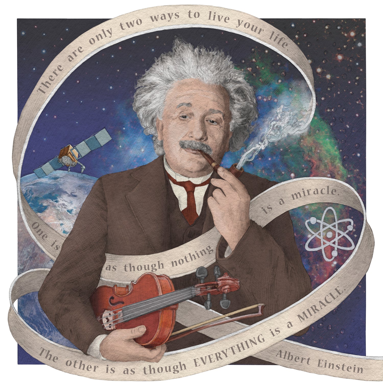 Albert Einstein by Asya Mitskevich on GIANT ART - blue digital painting