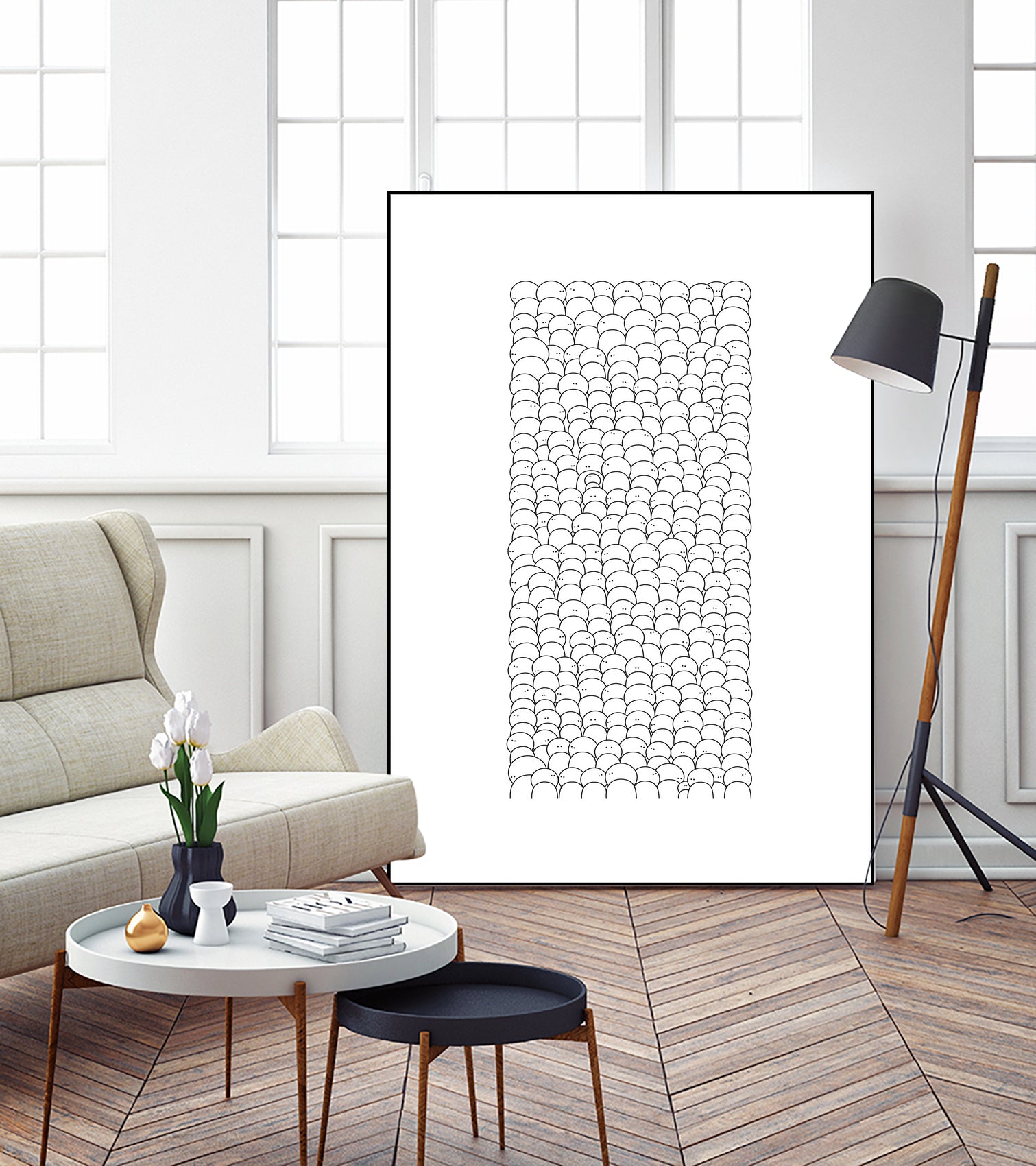 La foule by Pierre Mahieu on GIANT ART - white digital drawing