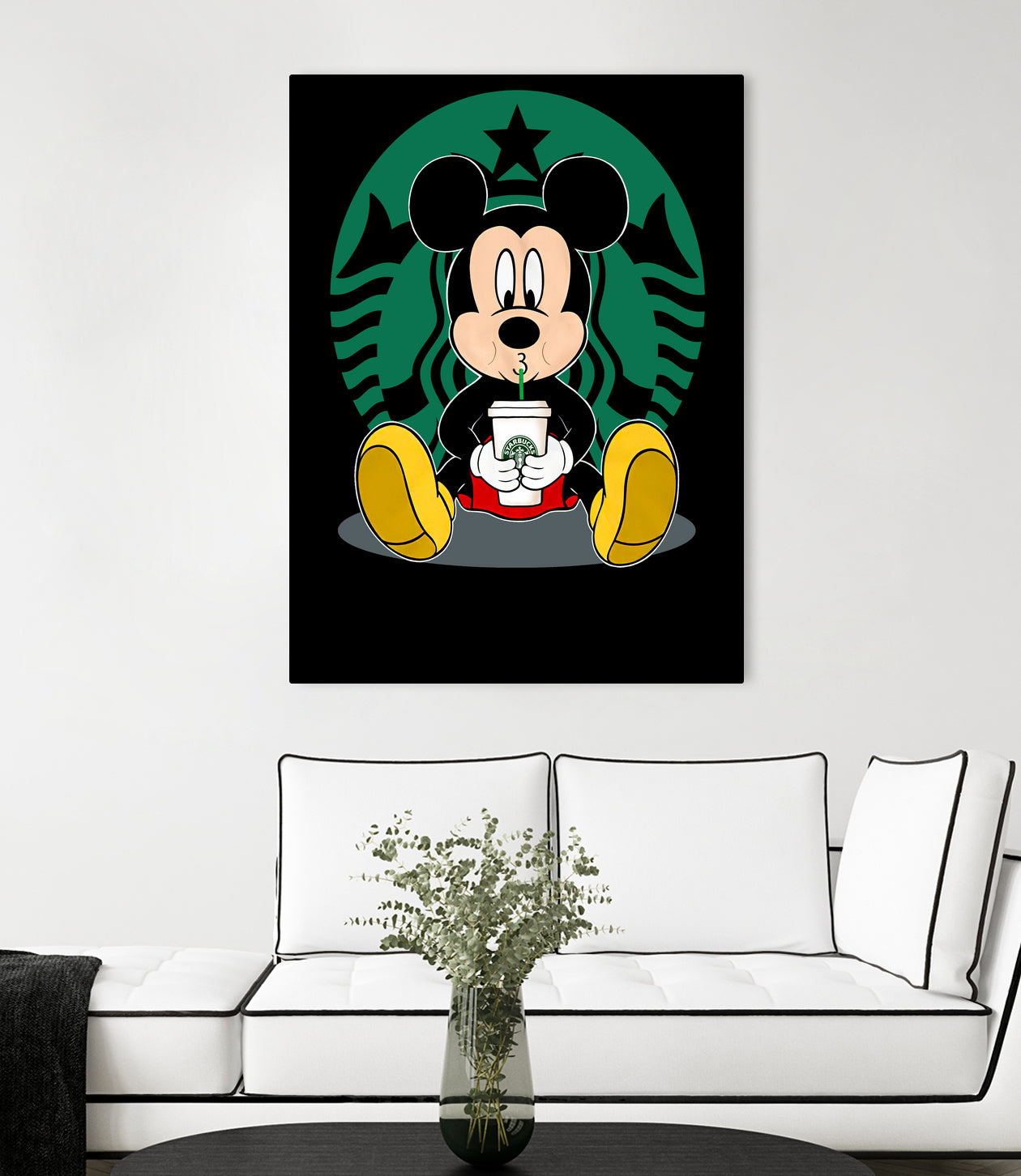 Disney Mickey Starbucks Lover by Nguyet Nguyen Thi Bich on GIANT ART - green character design