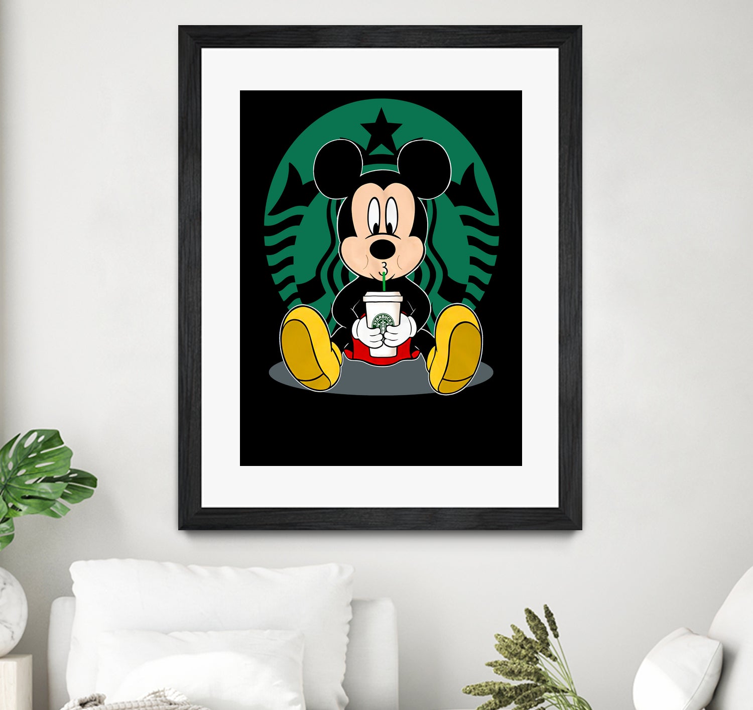 Disney Mickey Starbucks Lover by Nguyet Nguyen Thi Bich on GIANT ART - green character design