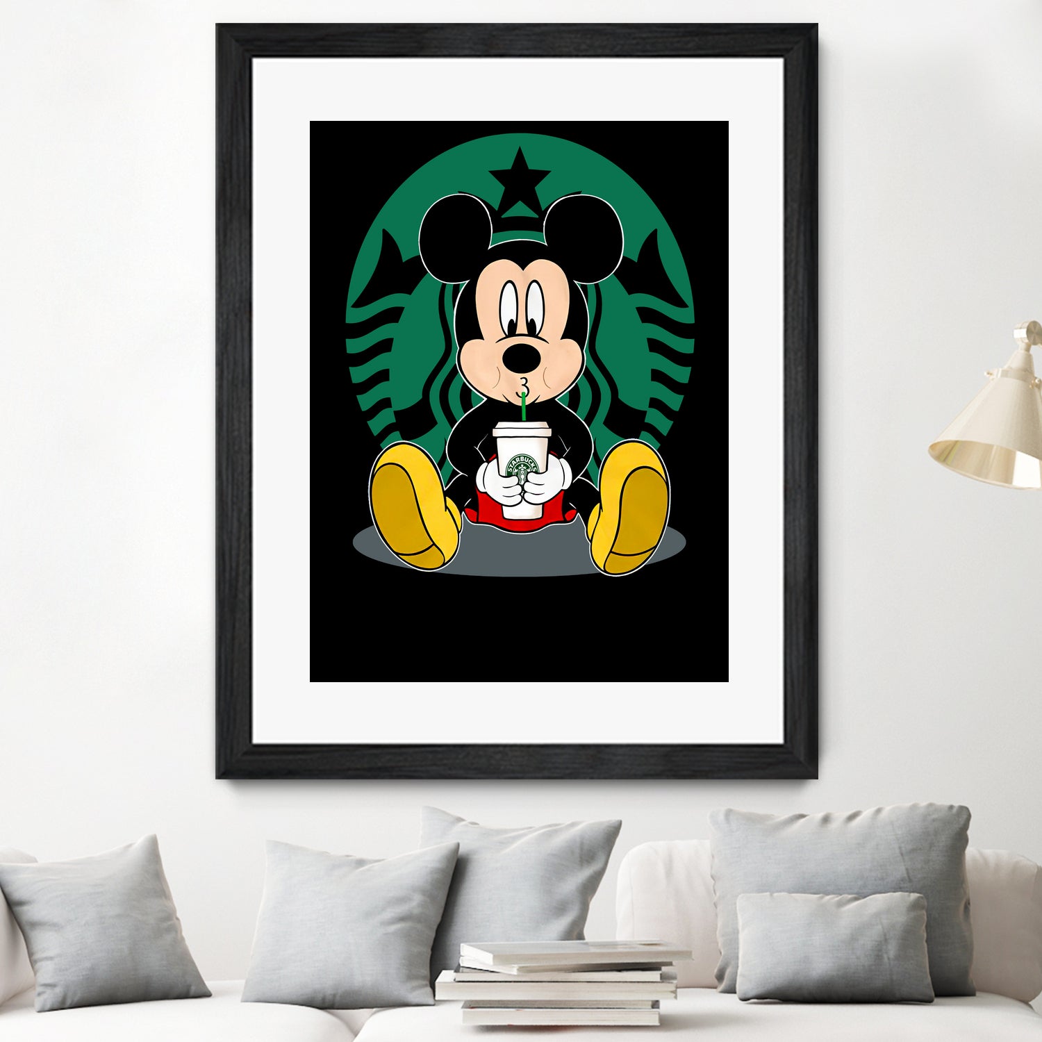 Disney Mickey Starbucks Lover by Nguyet Nguyen Thi Bich on GIANT ART - green character design