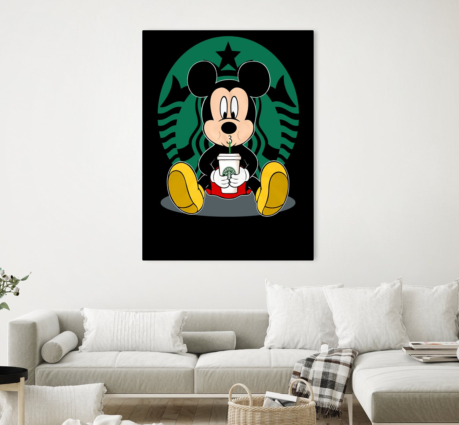 Disney Mickey Starbucks Lover by Nguyet Nguyen Thi Bich on GIANT ART - green character design